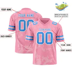 Light Pink Powder Blue-White Graffiti Line Football Jersey 2