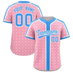 Light Pink Powder Blue-White Plaid Authentic Baseball Jersey