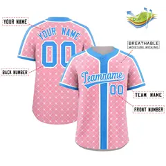 Light Pink Powder Blue-White Plaid Authentic Baseball Jersey 2