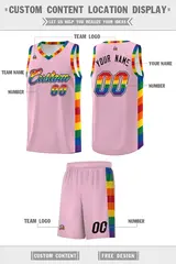 Light Pink Pride Month LGBT Rainbow Basketball Jersey 5