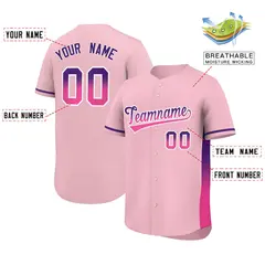 Light Pink Purple-Pink Gradient Side Baseball Jersey 2