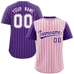 Light Pink Purple Pinstripe Raglan Baseball Jersey 1