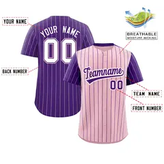 Light Pink Purple Pinstripe Raglan Baseball Jersey 2
