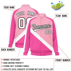 Light Pink Raglan Varsity Letterman Baseball Jacket 2