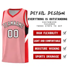Light Pink Red Side Design Basketball Uniform Jersey 2