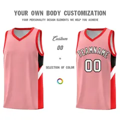 Light Pink Red Side Design Basketball Uniform Jersey 3