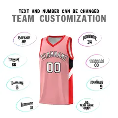 Light Pink Red Side Design Basketball Uniform Jersey 4