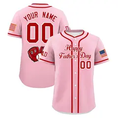 Light Pink Red White Father's Day Classic Baseball Jersey