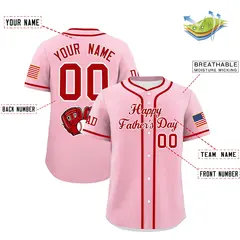 Light Pink Red White Father's Day Classic Baseball Jersey 2