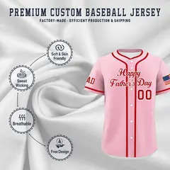 Light Pink Red White Father's Day Classic Baseball Jersey 3