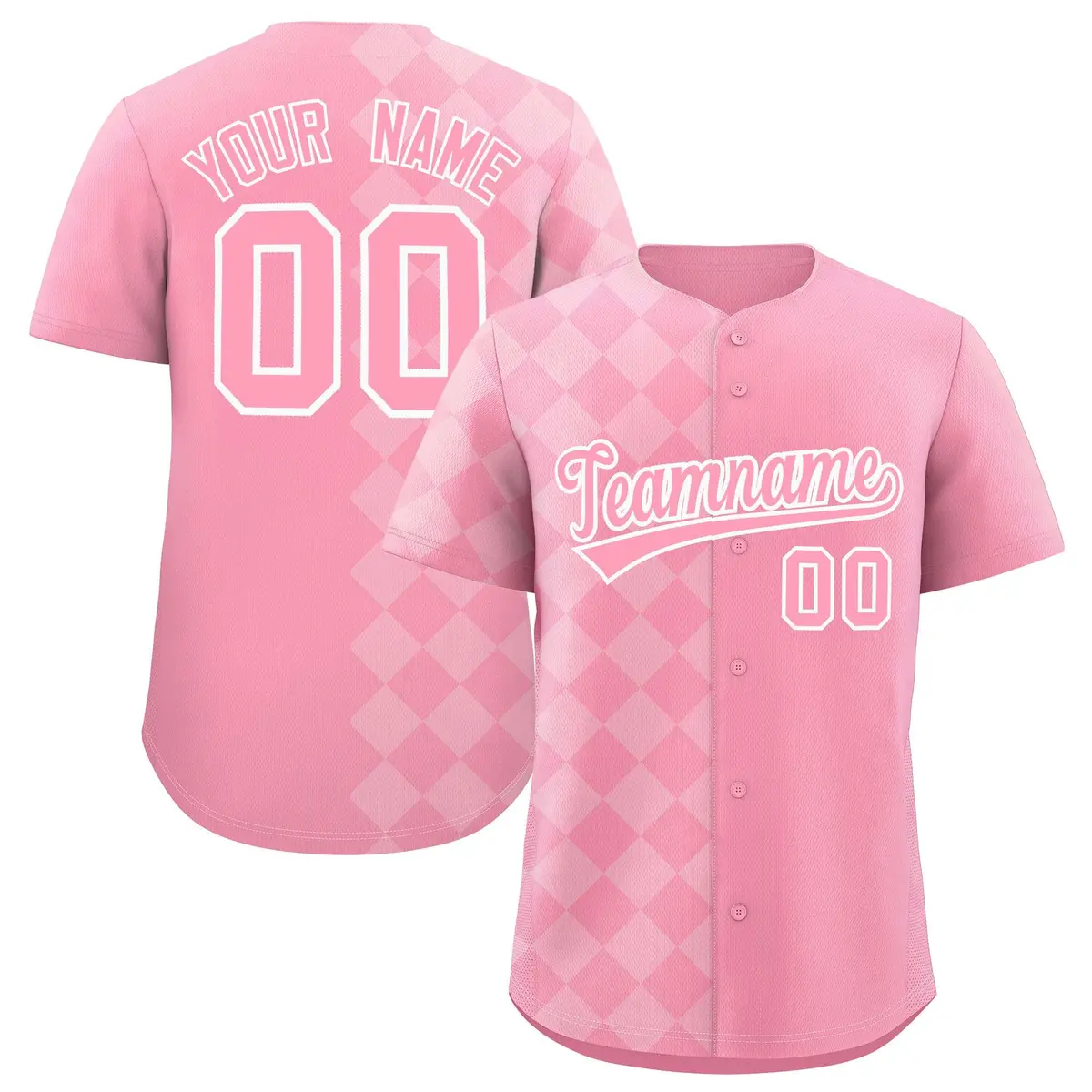 Light Pink Rhombus Design Authentic Baseball Jersey