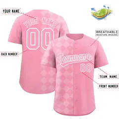 Light Pink Rhombus Design Authentic Baseball Jersey 2