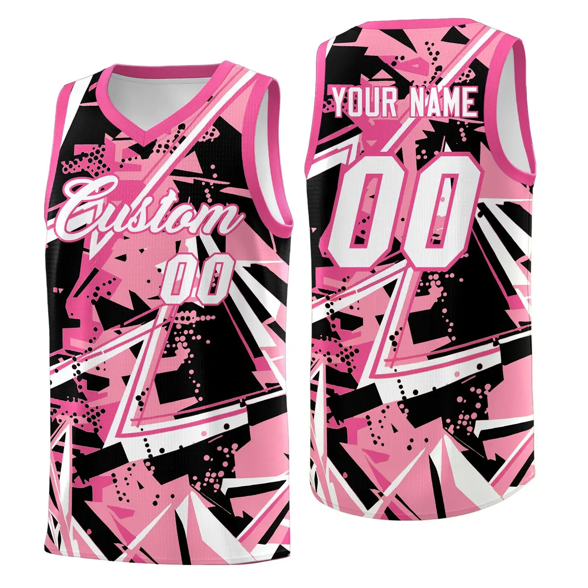 Light Pink Rose Red Abstract Graffiti Basketball Jersey