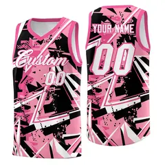 Light Pink Rose Red Abstract Graffiti Basketball Jersey 1