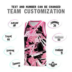Light Pink Rose Red Abstract Graffiti Basketball Jersey 4