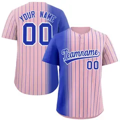 Light Pink Royal Gradient Pinstripe Baseball Jersey 1