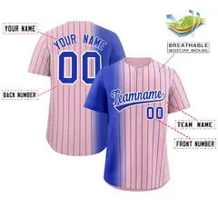 Light Pink Royal Gradient Pinstripe Baseball Jersey 2