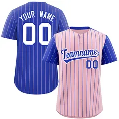 Light Pink Royal Pinstripe Raglan Baseball Jersey 1