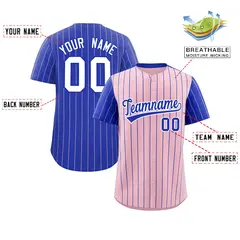 Light Pink Royal Pinstripe Raglan Baseball Jersey 2