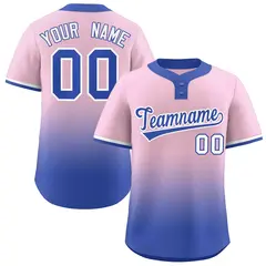 Light Pink Royal Royal-White Gradient Two-Button Softball Jersey 1