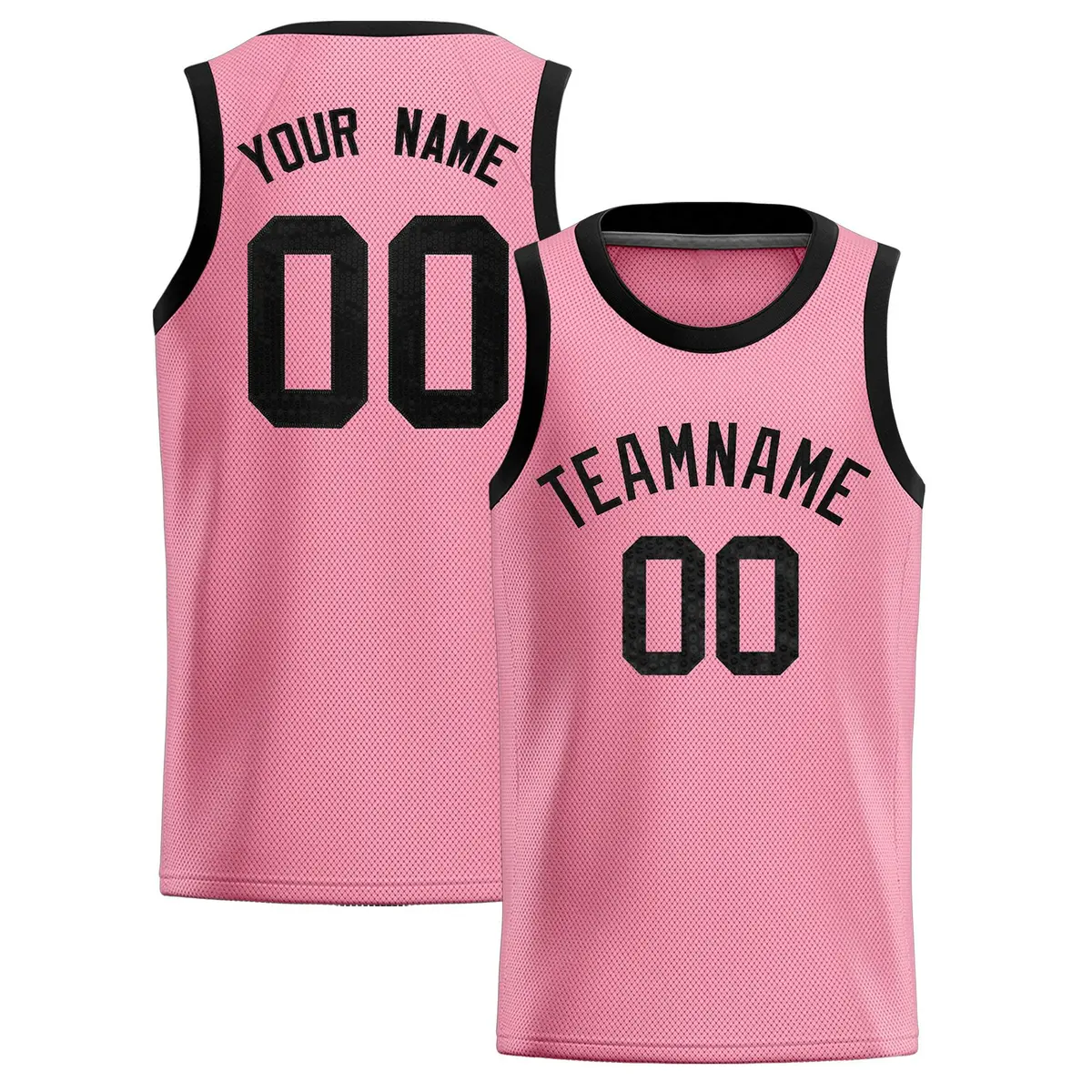 Light Pink Sequined Trim Athletic Basketball Jersey