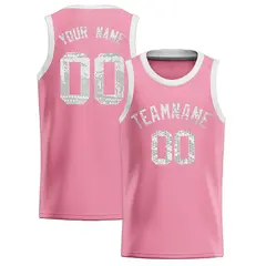 Light Pink Sequined Trim Athletic Basketball Jersey 1