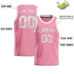 Light Pink Sequined Trim Athletic Basketball Jersey 2