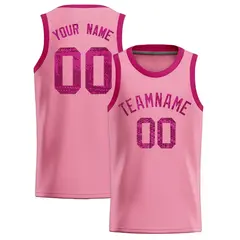 Light Pink Sequined Trim Athletic Basketball Jersey 1