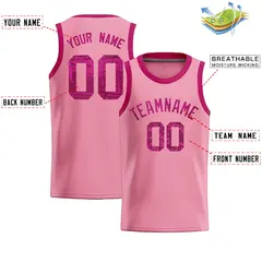 Light Pink Sequined Trim Athletic Basketball Jersey 2
