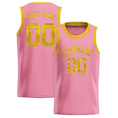 Light Pink Sequined Trim Athletic Basketball Jersey 1