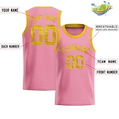 Light Pink Sequined Trim Athletic Basketball Jersey 2