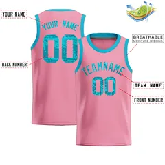 Light Pink Sequined Trim Athletic Basketball Jersey 2