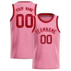 Light Pink Sequined Trim Athletic Basketball Jersey 1