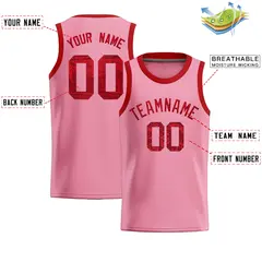 Light Pink Sequined Trim Athletic Basketball Jersey 2