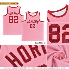 Light Pink Sequined Trim Athletic Basketball Jersey 5