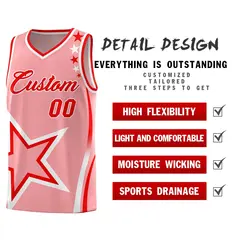 Light Pink Shoulder Stars Graffiti Basketball Jersey Set 2