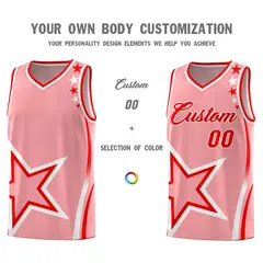 Light Pink Shoulder Stars Graffiti Basketball Jersey Set 3