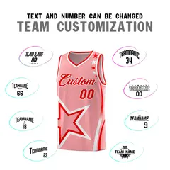 Light Pink Shoulder Stars Graffiti Basketball Jersey Set 4