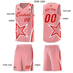 Light Pink Shoulder Stars Graffiti Basketball Jersey Set 5