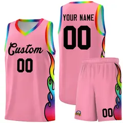 Light Pink Side Flame Basketball Jersey for Teams