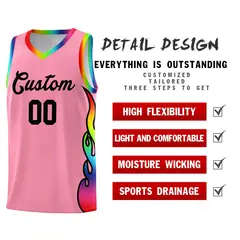 Light Pink Side Flame Basketball Jersey for Teams 2