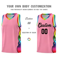 Light Pink Side Flame Basketball Jersey for Teams 3