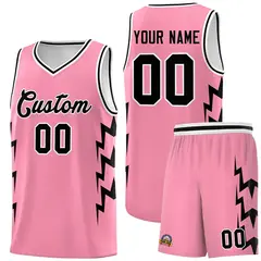 Light Pink Side Lightning Graffiti Basketball Uniform Jersey 1