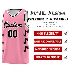 Light Pink Side Lightning Graffiti Basketball Uniform Jersey 2
