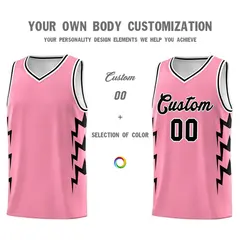 Light Pink Side Lightning Graffiti Basketball Uniform Jersey 3
