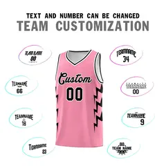 Light Pink Side Lightning Graffiti Basketball Uniform Jersey 4
