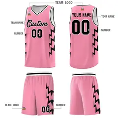 Light Pink Side Lightning Graffiti Basketball Uniform Jersey 5
