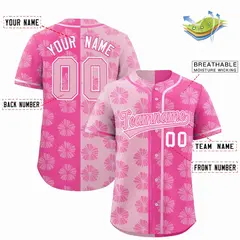 Light Pink Split Flower Graffiti Baseball Jersey 2