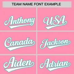 Light Pink Teal Thick Stripes Star Pattern Baseball Jersey 3