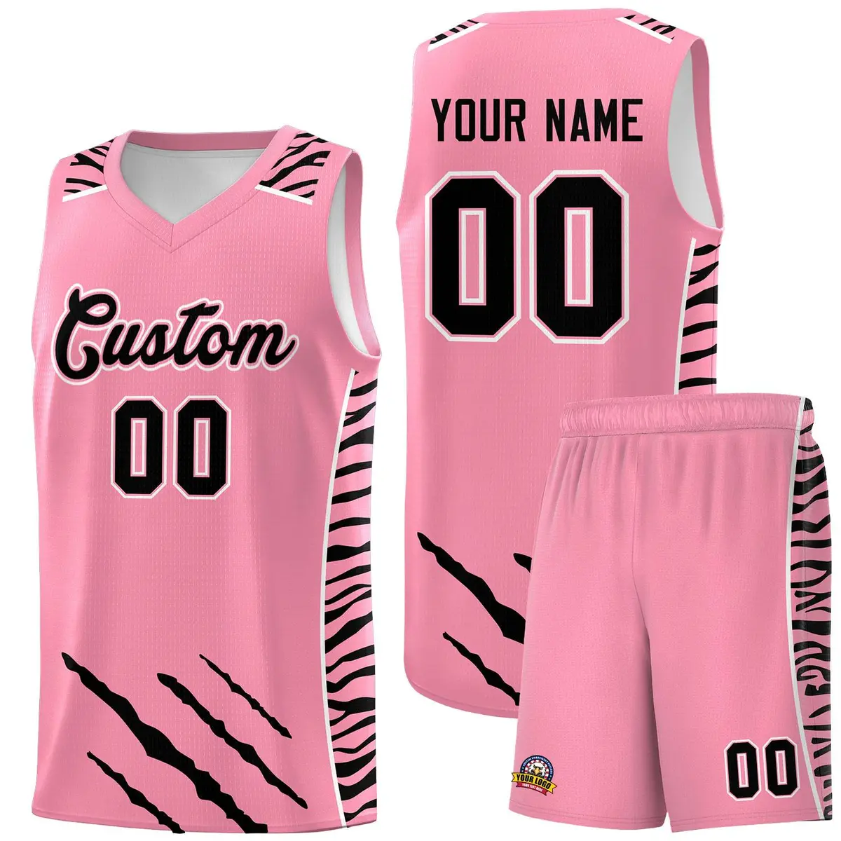 Light Pink Tiger Claw Pattern Basketball Jersey